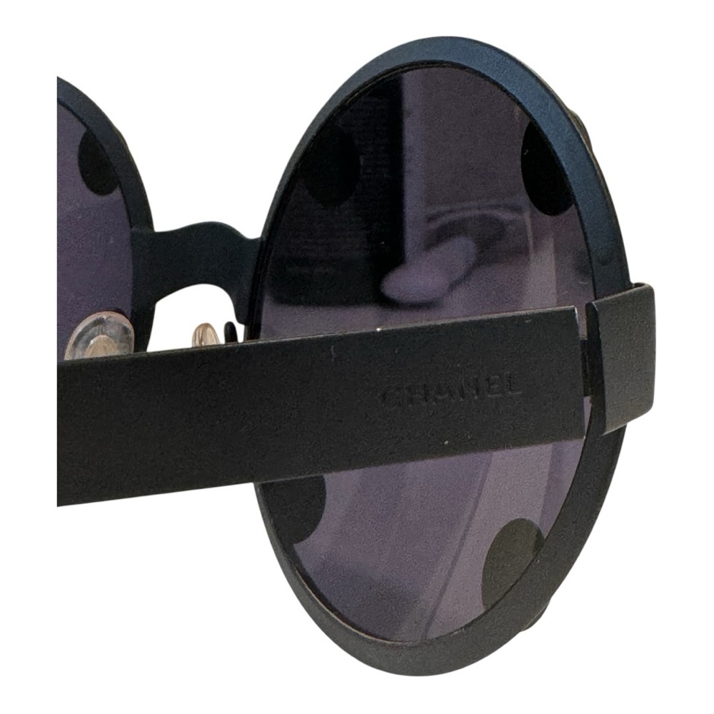 Authentic CHANEL CC Matte Black Round Frame Sunglasses w/ Case - Picture 8 of 16